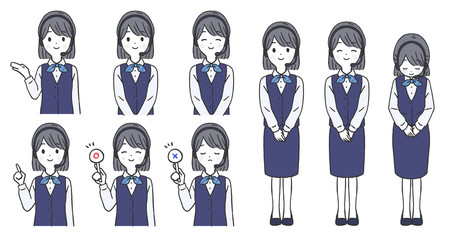 コールセンターの女性のポーズセット