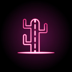 Cactus drink neon icon. Simple thin line, outline vector of dia de muertos icons for ui and ux, website or mobile application