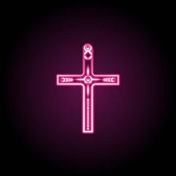 Cross neon icon. Simple thin line, outline vector of dia de muertos icons for ui and ux, website or mobile application