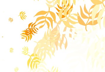 Fototapeta na wymiar Light Orange vector doodle template with leaves.