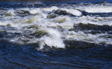 White caps on a fast moving river