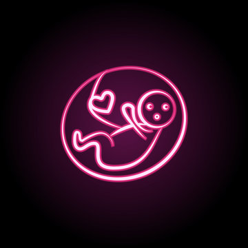 Pregnant love baby neon icon. Simple thin line, outline vector of maternity icons for ui and ux, website or mobile application