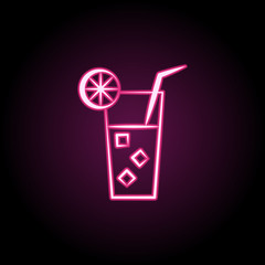 Cold tea neon icon. Simple thin line, outline vector of tea icons for ui and ux, website or mobile application