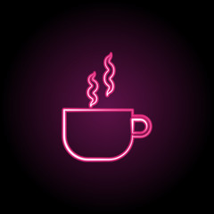 Cup a tea neon icon. Simple thin line, outline vector of tea icons for ui and ux, website or mobile application