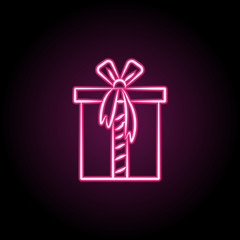 Gift box neon icon. Simple thin line, outline vector of wedding icons for ui and ux, website or mobile application