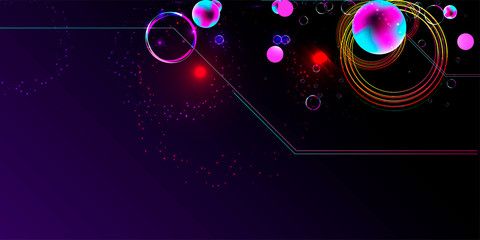 Blue dark retro futuristic neon abstraction background cosmos. Vector technology lines connect of future on dark blue background