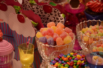 Colorful candies on party table