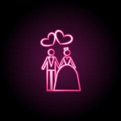 Newlyweds neon icon. Simple thin line, outline vector of wedding icons for ui and ux, website or mobile application