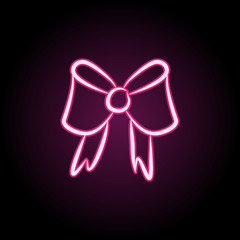 Bow neon icon. Simple thin line, outline vector of wedding icons for ui and ux, website or mobile application