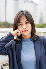Fototapeta premium Asian young business women smile to the camera