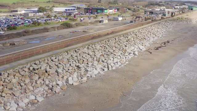 Sea Defences Along a Beach Aerial View