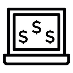 High-quality laptop screen with the dollar sign. Online banking, internet payments illustration. Economy, finance concept.