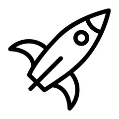 Rocket launch icon in line style. Start up, new business project with rocket symbol. Boost, speed symbol.