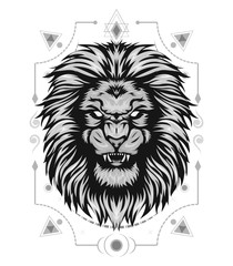 Angry lion king head logo