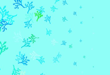 Light Blue, Green vector abstract background with sakura.