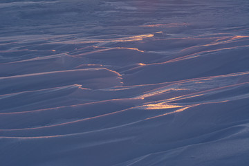 wind blasted snow drifts in churchill manitoba canada