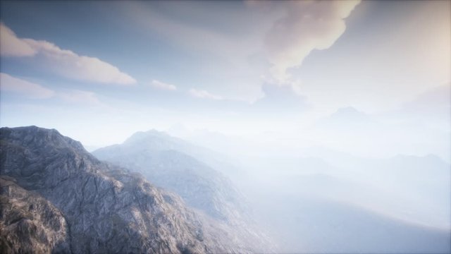Volcano Crater Landscape with Fog