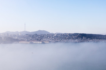 Fototapeta na wymiar Cityscape of San Francisco on sunny winter day, California.