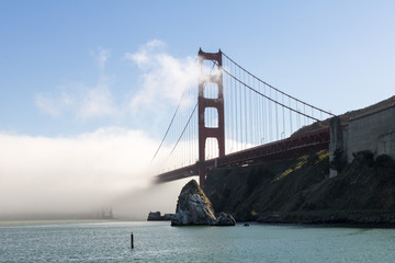 View of the Golden Gate Bridge in the city of San Francisco on a sunny winter day, California.