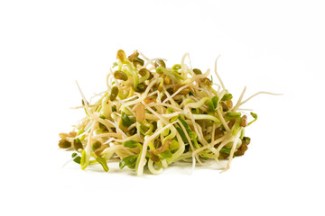 radish sprouts heap isolated on white background. nutrition. bio. natural food ingredient.