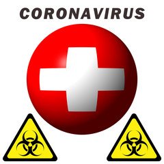 Coronavirus sign on Switzerland flag