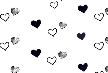 Light Gray vector pattern with colorful hearts.