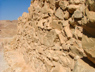 Wall made of rocks in the desert