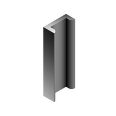 Steel product icon. C chanel profile shape. That alloy of iron from steel production industry and metallurgy used as beam, bar, frame, girder, structure in engineering, construction building material.