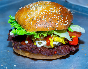 A rich homemade Hamburger