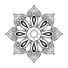 Circle flower of mandala with vintage floral style, Vector mandala Oriental pattern, Hand drawn decorative element. Unique design with petal flower. Concept relax and meditation use for page logo book