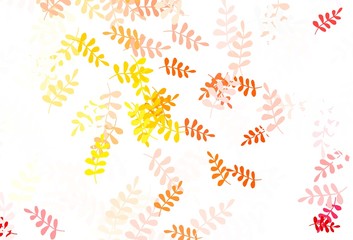 Light Orange vector doodle pattern with leaves.