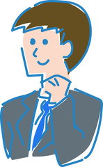 ガッツポーズをするスーツの男性　ベクター　イラスト