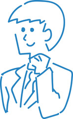 ガッツポーズをするスーツの男性　ベクター　イラスト