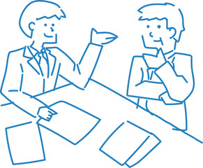 ミーティングをする男性　ベクター　イラスト