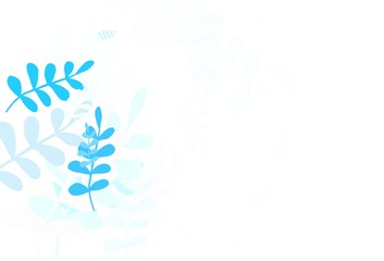 Light BLUE vector doodle backdrop with leaves.