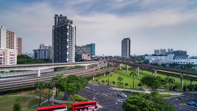 Singapore - Jan 2019 - 4K Time lapse of MRT lines and traffic in Jurong East Station
