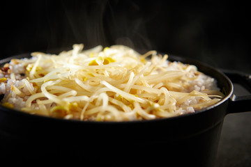 Steamed rice and bean sprout 