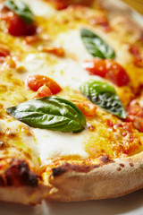 Pizza margherita, tomato and basil 