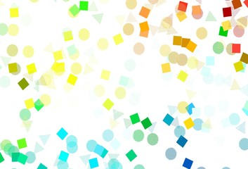 Light Multicolor vector backdrop with lines, circles, rhombus.