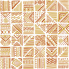 African vibes vector seamless pattern in ethnic tribal style