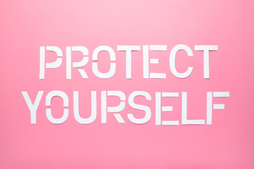 Coronovirus protection concept with text Protect yourself. Coronavirus, Ncov-19 preventions.