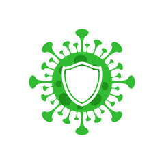 COVID-19 with shield vector icon design style on white background, prevention from Coronavirus epidemic icon