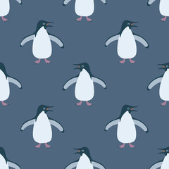 Adelie penguin seamless pattern.