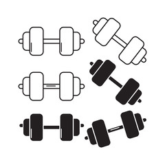 Barbell, dumbbell icons vector