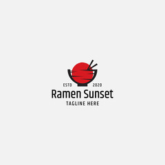 Ramen sunset logo concept. vector illustration