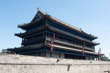 Ancient building on city wall of Xi'an, Shaanxi, China