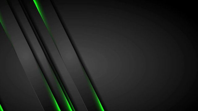 Abstract black stripes with green neon glowing light. Technology motion design. Seamless looping. Video animation Ultra HD 4K 3840x2160