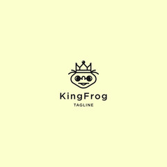 Frog logo with line art - vector