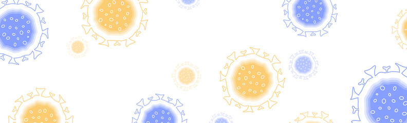 Abstract minimal background with COVID-19 coronavirus bacteria cells. Vector banner design
