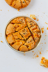 Freshly baked cookies on white background
